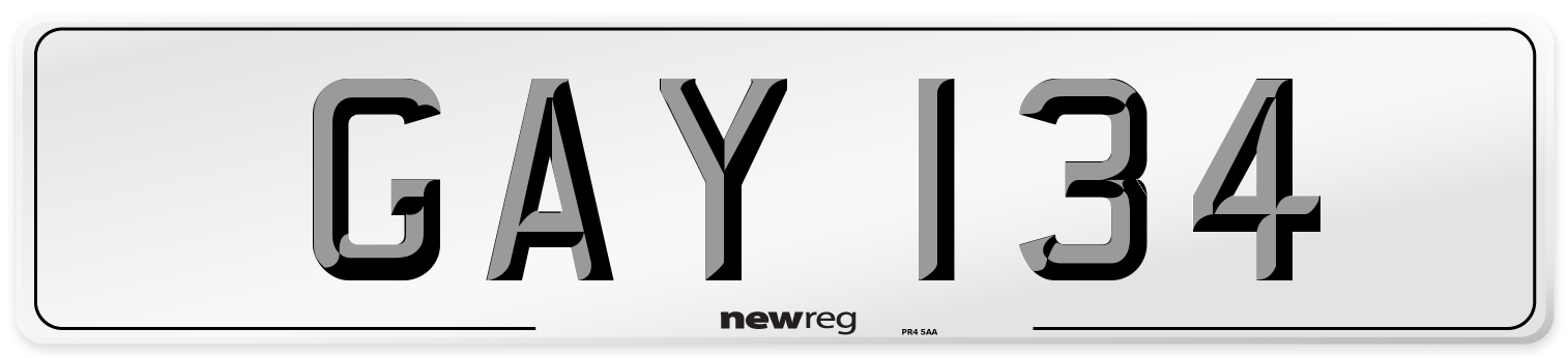 GAY 134 Number Plate from New Reg